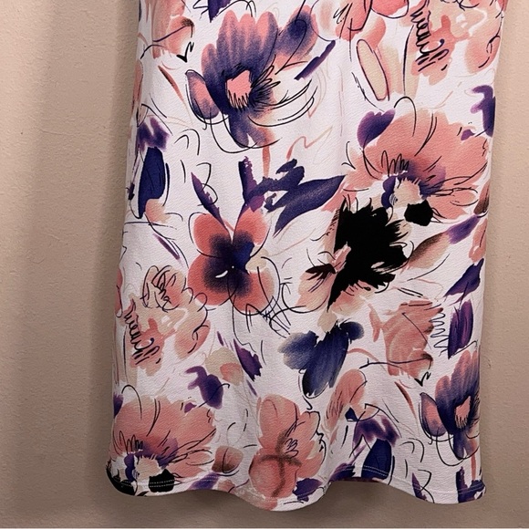 Maternity XL Pink Blush Brad Dress Short Sleeve Stretch Colorful Floral - Picture 9 of 12